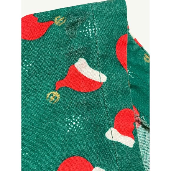 Christmas Themed Green Button-Up Scrub Jacket With Santa Hat Print Homemade - Picture 10 of 10